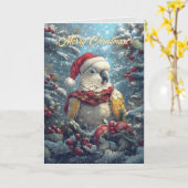 Snowy Cockatoo Christmas Kaart (Gele Bloem)