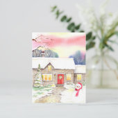 Snowy Cottage Briefkaart (Staand voorkant)