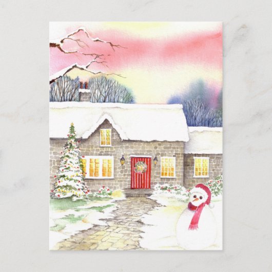 Snowy Cottage Briefkaart (Voorkant)