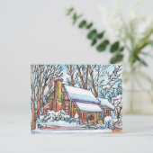 Snowy Cottage Briefkaart (Staand voorkant)