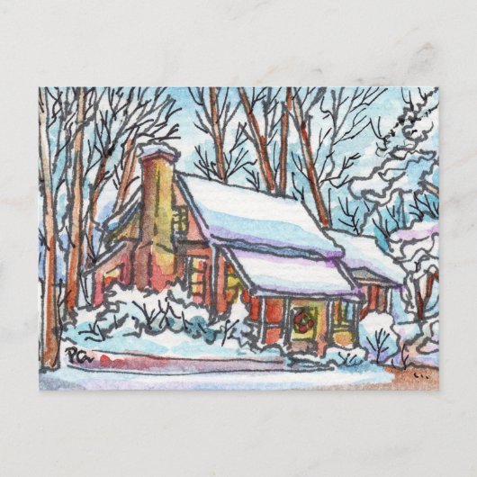 Snowy Cottage Briefkaart (Voorkant)
