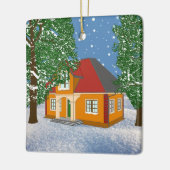 Snowy Cottage Ceramic Ornament (Links)