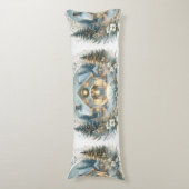 Snowy Cottage Glow Scene Lichaamskussen (Voorkant Verticaal)