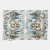 Snowy Cottage Glow Scene Theedoek (Horizontaal)