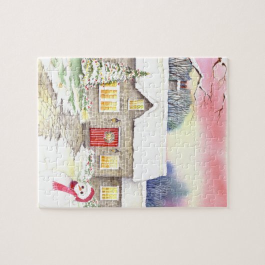 Snowy Cottage Legpuzzel (Horizontaal)