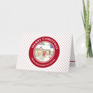 Snowy Cottage Merry Kerstmis uit onze familie Kaart