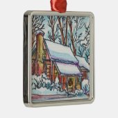 Snowy Cottage Metalen Ornament (Rechts)
