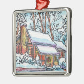 Snowy Cottage Metalen Ornament (Links)