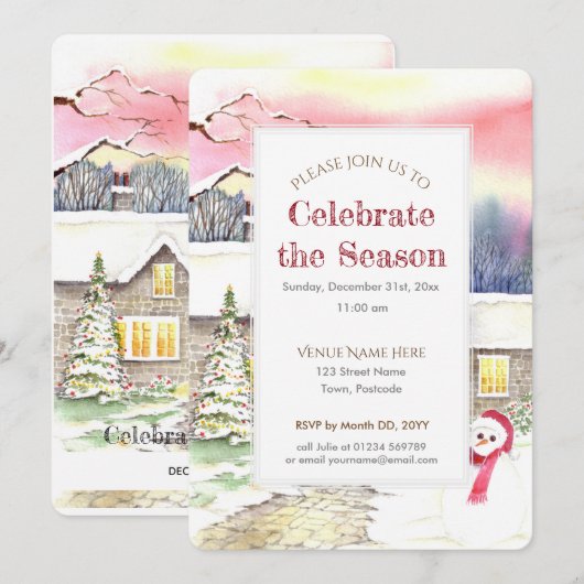 Snowy Cottage - nieuwjaarsfeest Kaart (Voorkant / Achterkant)