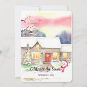 Snowy Cottage - nieuwjaarsfeest Kaart (Achterkant)