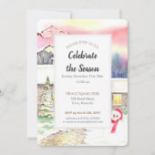 Snowy Cottage - nieuwjaarsfeest Kaart (Voorkant)