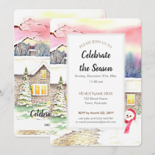 Snowy Cottage - nieuwjaarsfeest Kaart