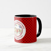 Snowy Cottage Red Blue Heart Patroon Mok (Voorkant rechts)