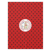 Snowy Cottage Red Blue Heart Patroon Tafelkleed (Voorkant)