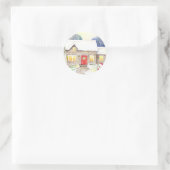 Snowy Cottage Ronde Sticker (Tas)