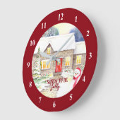 Snowy Cottage-Waterverf Grote Klok (Hoek)