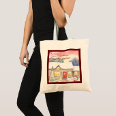 Snowy Cottage Waterverf Paining Kersttijd Tote Bag (Voorkant (product))