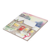 Snowy Cottage-Waterverf Tegeltje (Zijkant)