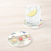 Snowy Cottage Zandsteen Onderzetter (Zijkant)