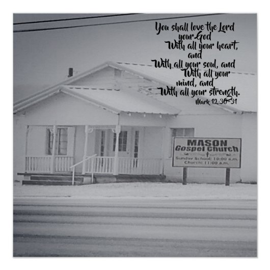 Snowy Country Church Scripture Poster (Voorkant)