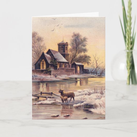 Snowy Country Village Victoriaans kerst Kaart (Voorkant)