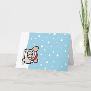 Snowy Cream Frenchie Feestdagen Kaart