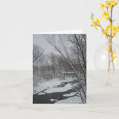 Snowy Creek in de winter, blanco notiecards Kaart (Gele Bloem)