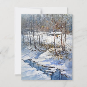 Snowy Creek in Waterverf Feestdagenkaart