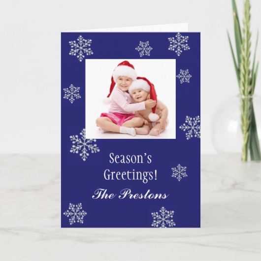 Snowy Crystals Photo Holiday Card Feestdagen Kaart (Voorkant)