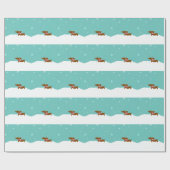 Snowy Dachshund Scarf Gift Wrap Wrappapier Cadeaupapier (Vlak)