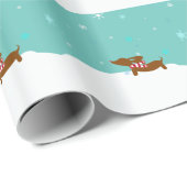 Snowy Dachshund Scarf Gift Wrap Wrappapier Cadeaupapier (Rol Hoek)