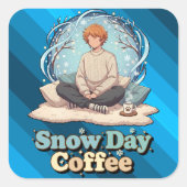 Snowy Day Calm Anime Art Vierkante Sticker (Voorkant)