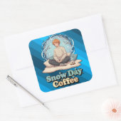 Snowy Day Calm Anime Art Vierkante Sticker (Envelop)
