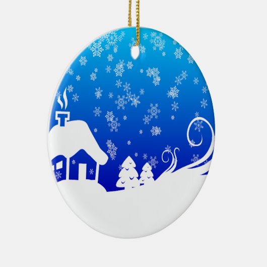 Snowy Day Keramisch Ornament (Rechts)