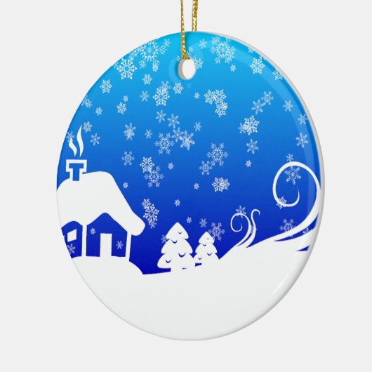 Snowy Day Keramisch Ornament (Links)