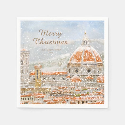 Snowy day of Italy Florence Kerstmis Napkins Servet (Voorkant)
