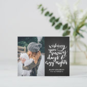 Snowy Days Cosy Nights-script | schoolbordfoto Feestdagenkaart (Staand voorkant)