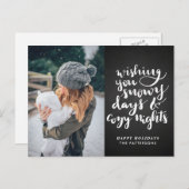 Snowy Days Cosy Nights-script | schoolbordfoto Feestdagenkaart (Voorkant / Achterkant)