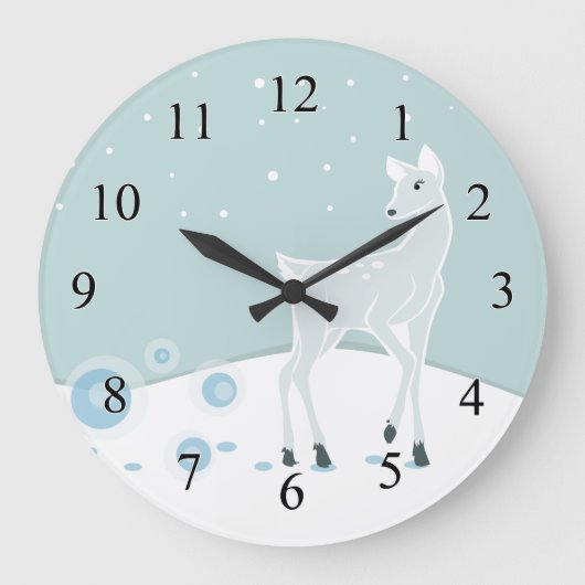 Snowy Deer Grote Klok (Voorkant)