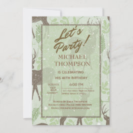 Snowy Deer Hunter Birthday Party Invitation Kaart