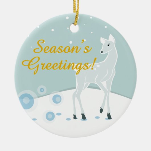 Snowy Deer Keramisch Ornament (Voorkant)