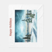 Snowy dennenbomen in de buurt van een meer fleece deken (Voorkant)