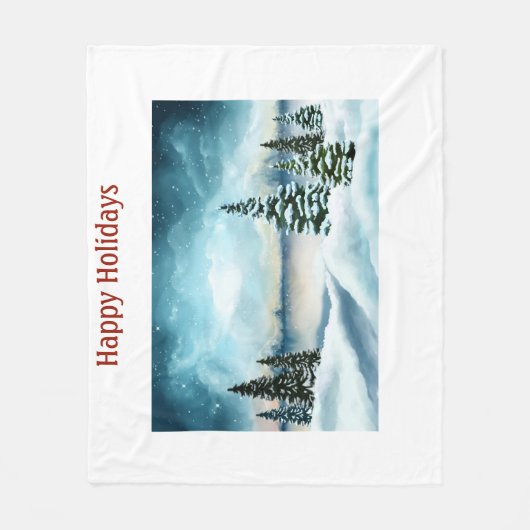 Snowy dennenbomen in de buurt van een meer fleece deken (Voorkant)