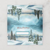 Snowy dennenbomen in de buurt van een meer plaatskaartje (Buitenkant ongevouwen)