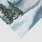 Snowy dennenbomen in de buurt van een meer tissuepapier (Detail)