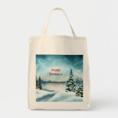 Snowy dennenbomen in de buurt van een meer tote bag (Voorkant)