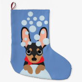 Snowy Doberman Pinscher Kerststop Grote Kerstsok (Voorkant)