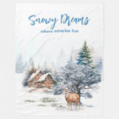 Snowy Dreams Forest Deer Fleece Deken (Voorkant)