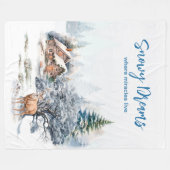 Snowy Dreams Forest Deer Fleece Deken (Voorkant (Horizontaal))