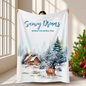 Snowy Dreams Forest Deer  Fleece Deken